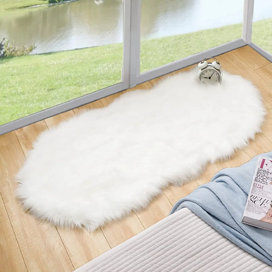 White Faux Sheepskin Fuzzy carpet Fur Rugs for Bedroom bedside Washable Fluffy Area Living Room rug Shag Nursery floor mat decor