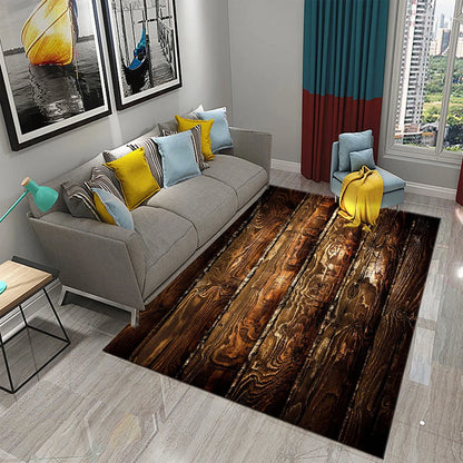 Chic Square Geometric Wood Texture Carpet NonSlip Living Room Sofa Decor Rug Bedroom Rug Hallway Runner Laundry Room Decor Mat