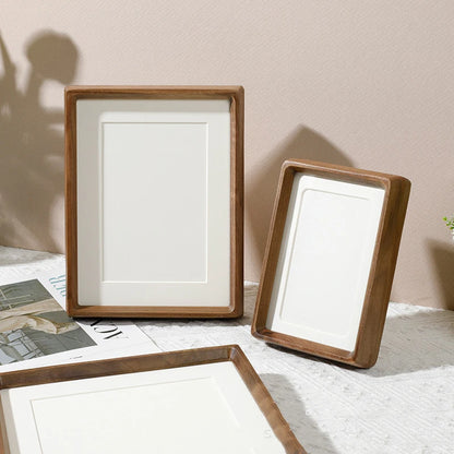 Solid Wood Black Walnut Mortise and Tenon Round Corner Picture Frame Elegant Couple's Photo Frame Display Stand Home Decor