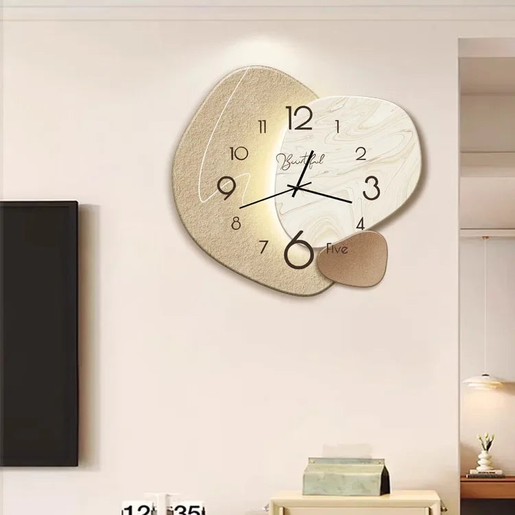 2025 New Wall Painting Light Luxury Luxury High-end Feeling Living Room Light Luxury Fashion Simple Modern Decoration Clock