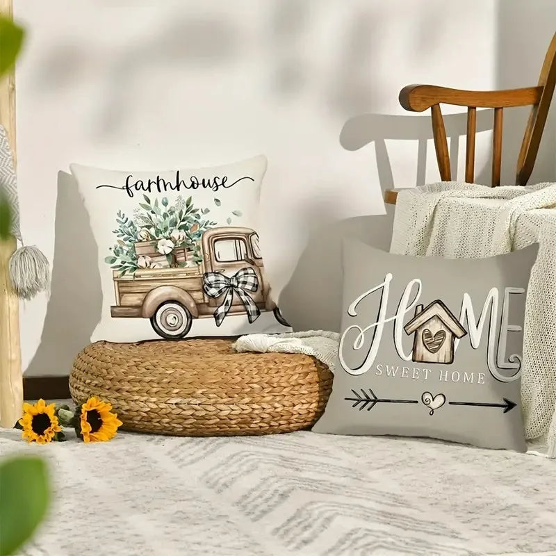 4pcs/set Throw Pillow Case Botanical 45*45cm Square Cushion Cover Decorative Single-Sided Pillow Cover For Living Room Bedroom