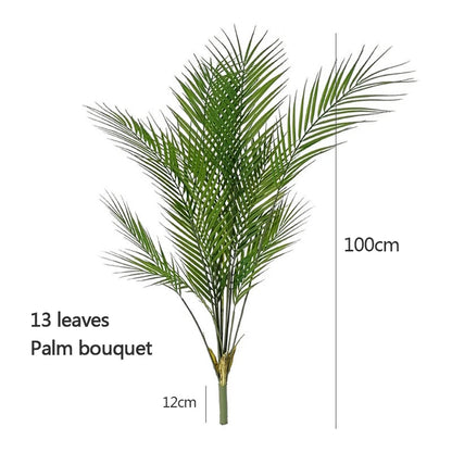 120cm Large Artificial Palm Fake Plants Branch Real Touch Palm Leaves Tropical Plants Branches for Home Office Indoor Decoration