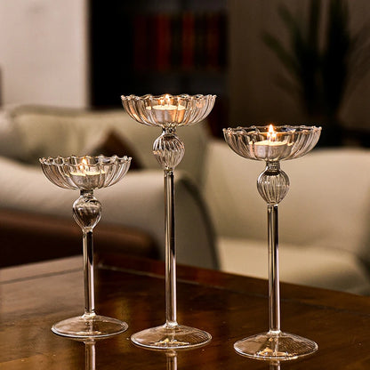 European high foot striped candlestick home decoration decoration wedding articles Romantic candlelight dinner candlestick props