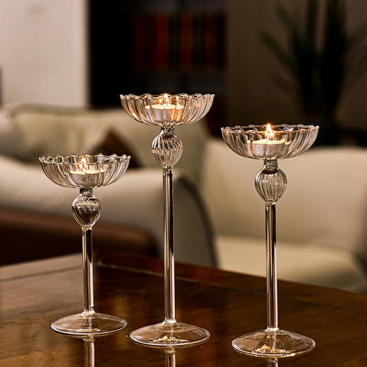 European high foot striped candlestick home decoration decoration wedding articles Romantic candlelight dinner candlestick props