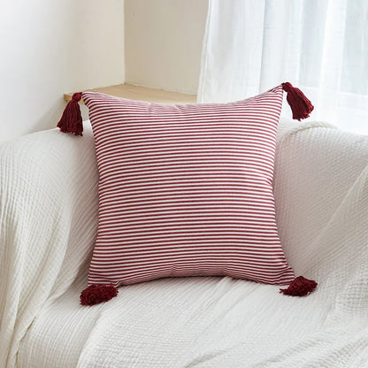 Classical Striped Cushion Cover 45x45cm Hawthorn Red Ivory Recycle Polyester Fabric Pillow Cover Indoor Outdoor Home Decoration