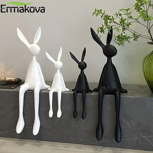 ERMAKOVA Nordic Home Decorate Figurines for Interior Gift Rabbit Statue Christmas Room Decor Abstract Art Sculpture Desk