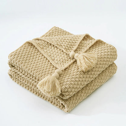Nordic Wool Blanket Sofa Tassel Knitted Ball Super Warm Cozy Throw Blankets For Office Siesta Air-conditioner Bedspread Bedding