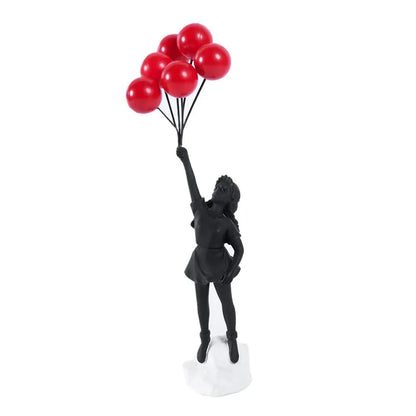 Flying Balloon Girl Figurine Banksy Modern Art Sculpture Resin Figure Craft Decoration Collectible Figurine Ornaments Gifts