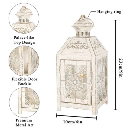 Creative Candle Holder Wrought Iron Glass Wind Light Hanging Candle Lantern for Home Yard Garden Wedding Party Decor