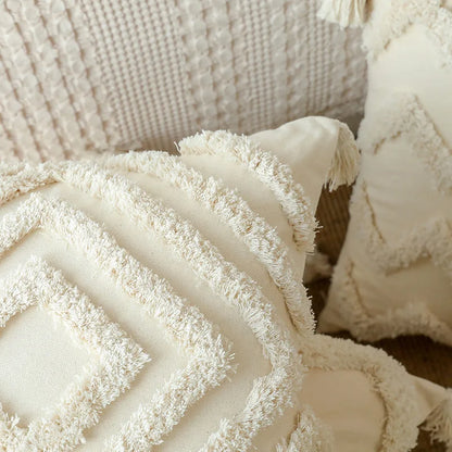 Cotton Tufted Cushion Cover With Tassel Retro Living Room Decorative Pillow Cover For Sofa Home Decor 30x50,45x45cm Pillowcase