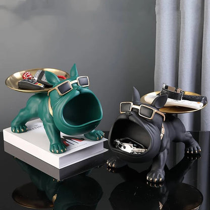 Bulldog Key Storage Ornament Living Room Shoe Cabinet Entryway Tray Housewarming Gift Holiday Decoration