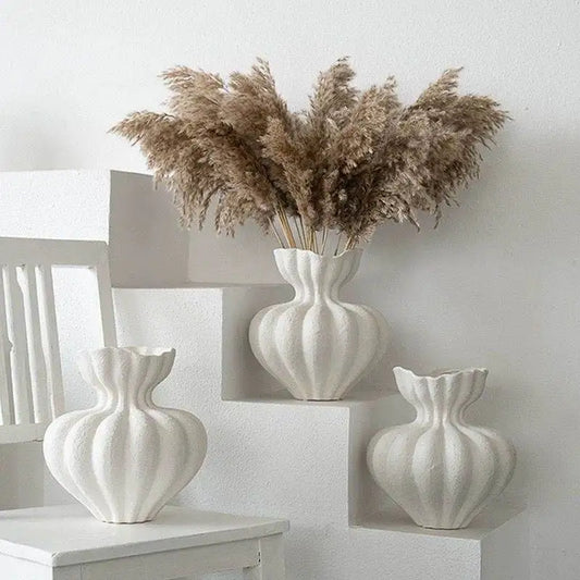 Large White Artistic Flower Vase mat Wabi Sabi Sle Living Room Decorative Piece Home Decor Vintage Art Flower Pot