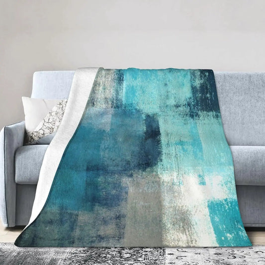 Teal Grey Turquoise Throw Blanket Soft Cozy Plush Warm Fleece Blanket for Sofa Couch Bed 80"X60"