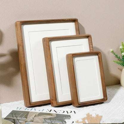 Solid Wood Black Walnut Mortise and Tenon Round Corner Picture Frame Elegant Couple's Photo Frame Display Stand Home Decor