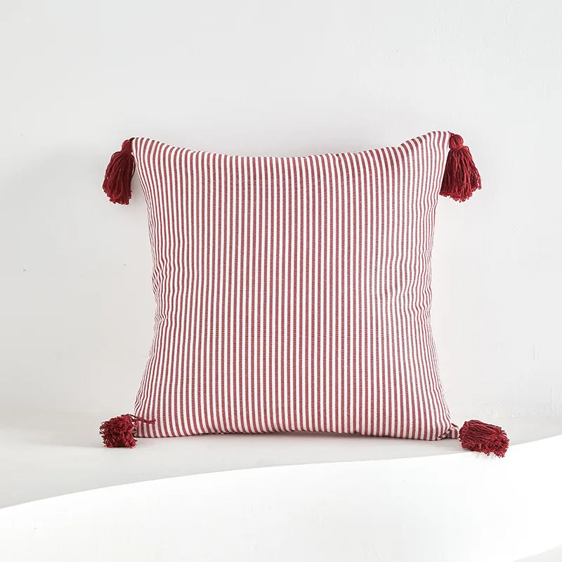 Classical Striped Cushion Cover 45x45cm Hawthorn Red Ivory Recycle Polyester Fabric Pillow Cover Indoor Outdoor Home Decoration