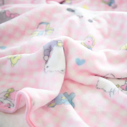 Sanrio Cute Hello Kitty Blanket Warm Flannel Blanket Pillowcase Japanese Style Pattern Printing Blanket Bedspread Bedroom Girl