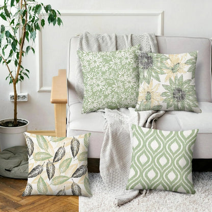 Green - rhyme Floral Fresh PillowcasesBedroom Living Room Sofa Home Decor Polyester Cushion Cover with Zipper