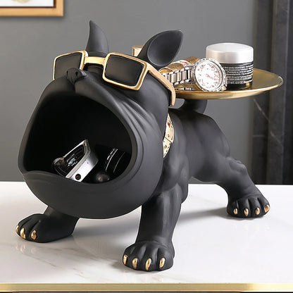 Bulldog Key Storage Ornament Living Room Shoe Cabinet Entryway Tray Housewarming Gift Holiday Decoration