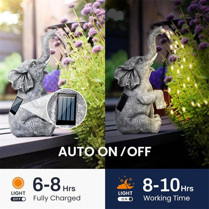 Solar Resin Elephant Ornament Light Outdoor String Lights Courtyard Crafts Garden Lawn Elephant Animal Landscape Light
