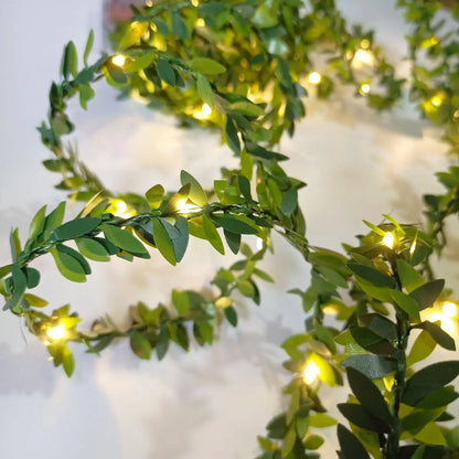2M-10M Flower Green Leaf String Lights Artificial Ivy Vine Fairy Light Wedding Party Decoration Christmas Home Room Wall Plant