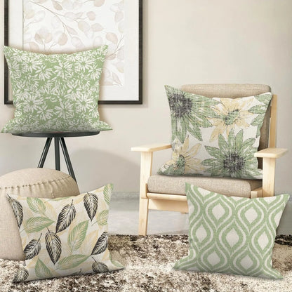 Green - rhyme Floral Fresh PillowcasesBedroom Living Room Sofa Home Decor Polyester Cushion Cover with Zipper