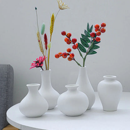 5-piece Set Of Simple Ceramic Vases, Fresh Small Vases, Desktop Decorations, Simple Porch, TV Cabinet, Home Crafts