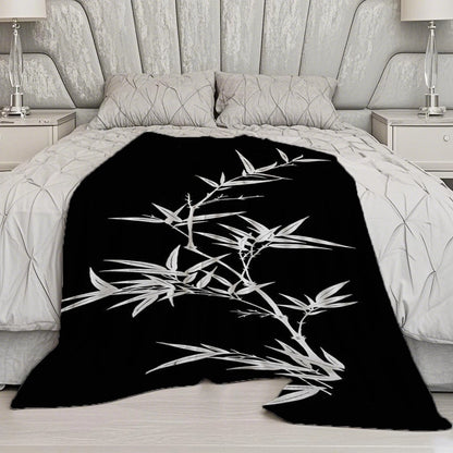 Blue Floral Pattern Microfiber Flannel Cover Blanket Bedroom Living Room Sofa Soft And Comfortable Home Decoration