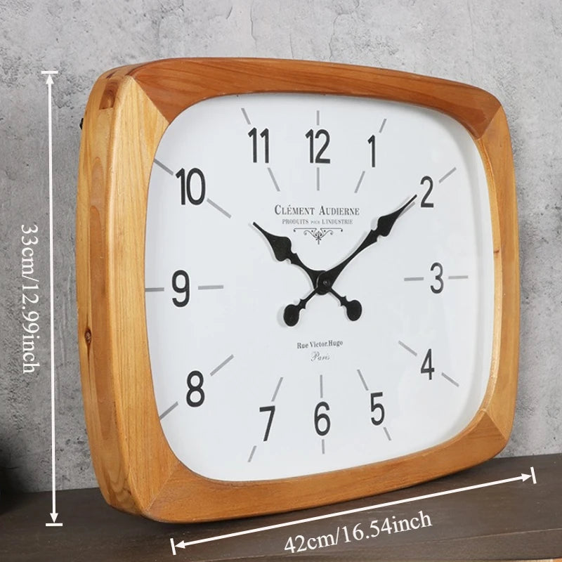 Home Decor Wooden Cream Wind Wall Clock Living Room Decoration Desktop Clock Vertical Clock Ornament