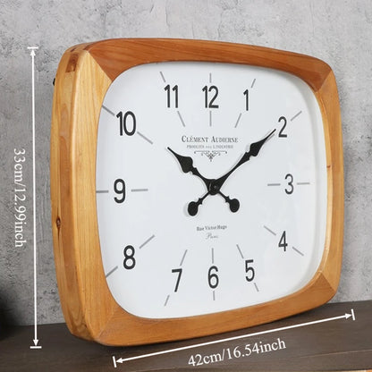 Home Decor Wooden Cream Wind Wall Clock Living Room Decoration Desktop Clock Vertical Clock Ornament
