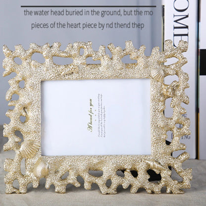 Mediterranean Style  Resin Frame Table Coral 7 Inch Photo Frame For Wedding Gift Shell Frame Home Decoration Accessories