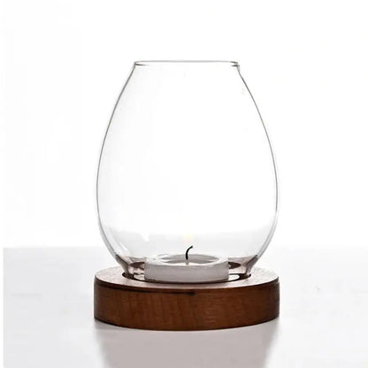 Glass Candlesticks with Cup Cover Round Transparent Candle Holders Retro European Style Table Decoration Ornaments Wedding