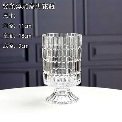 Embossed Vase Glass Crystal Net Red French High-quality Flowers Water Rose Table Decoration Living Room Flower Arrangement