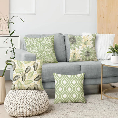Green - rhyme Floral Fresh PillowcasesBedroom Living Room Sofa Home Decor Polyester Cushion Cover with Zipper