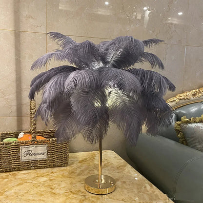 Feather Table Lamp Rechargeable Usb Plug Led Desk Table Lights Bedside Living Room Indoor Lighting Stand Light Night Light