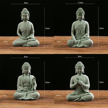 Garden Ornament Sitting Buddha Resin Stone Zen Effect Outdoor Indoor Statue Buddhist  Garden Fish Tank Decoration Sitting Buddha