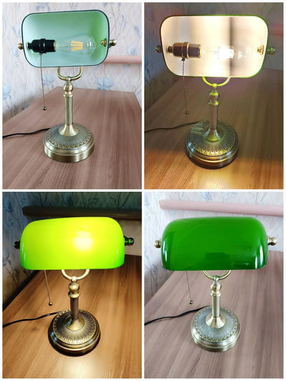 Desk lamp Table Light glass banker‘s lamp zipper switch for bedroom home stuy restaurant library office light night lamp