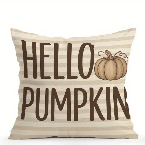 Home Decor Hello Pumpkin & Happy Fall Decorative Pillows Pattern Cushion Cover Suitable For Sofa Bedroom Car Pillow Cover