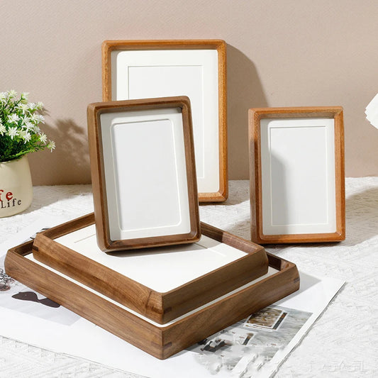 Solid Wood Black Walnut Mortise and Tenon Round Corner Picture Frame Elegant Couple's Photo Frame Display Stand Home Decor