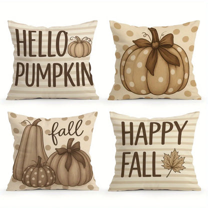 Home Decor Hello Pumpkin & Happy Fall Decorative Pillows Pattern Cushion Cover Suitable For Sofa Bedroom Car Pillow Cover