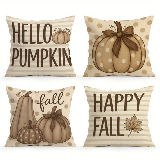 Home Decor Hello Pumpkin & Happy Fall Decorative Pillows Pattern Cushion Cover Suitable For Sofa Bedroom Car Pillow Cover