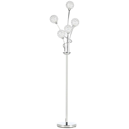 Elegant 5 Light Crystal Floor Lamp for living Room and Bedroom Modern Standing Lighting Silver Finish Home Decor 34x25x156cm