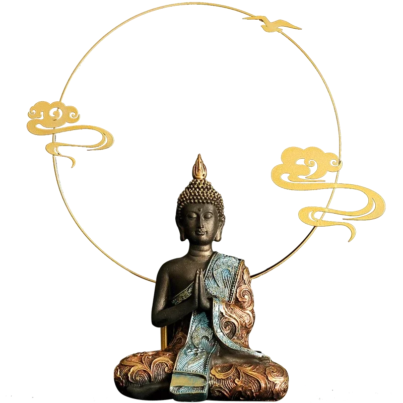 Large Buddha Statue Mysterious Fish Tank Decoration Mini Buddhism Figurine Desk Decor Ornament Hand-Painted Sculpture Sandstone