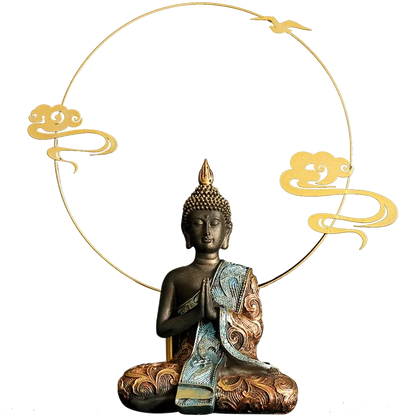 Large Buddha Statue Mysterious Fish Tank Decoration Mini Buddhism Figurine Desk Decor Ornament Hand-Painted Sculpture Sandstone